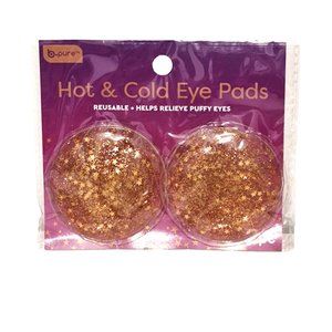 B*Pure Round Hot & Cold Eye Pads 2pc Reusable Puffy Eye Relief Mini Gold Stars